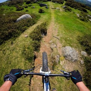 Rider's view from a mountain bike on Dartmoor