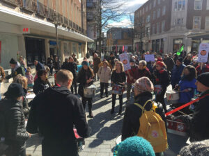 Protesters at the Exeter rally against the Policing and Borders Bills
